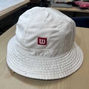 Wilson Vintage Hat Bucket Mens White Green Brim Tennis Sun Sports Logo